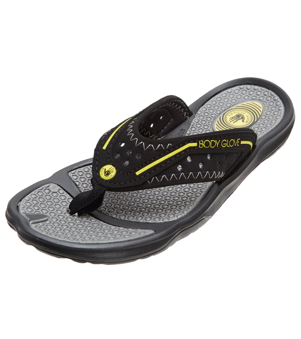 Body Glove Kid's Kona Flip Flop - Black/Yellow 12 Eva/Foam - Swimoutlet.com