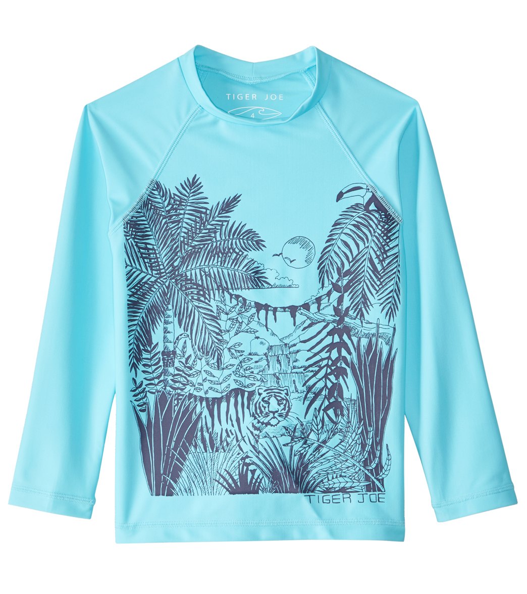 Tiger Joe Boy's Retro Explorer Long Sleeve Swim Shirt 2-8 - Oasis Blue 2 Elastane/Nylon - Swimoutlet.com