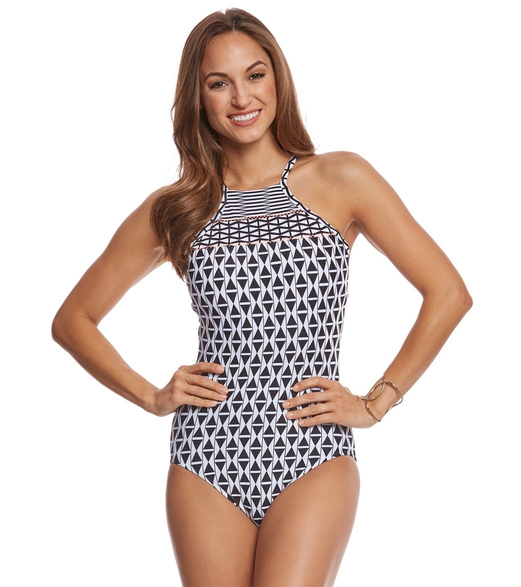 Seafolly Modern Geometry High Neck One Piece Swimsuit Dd Cup At Free Shipping