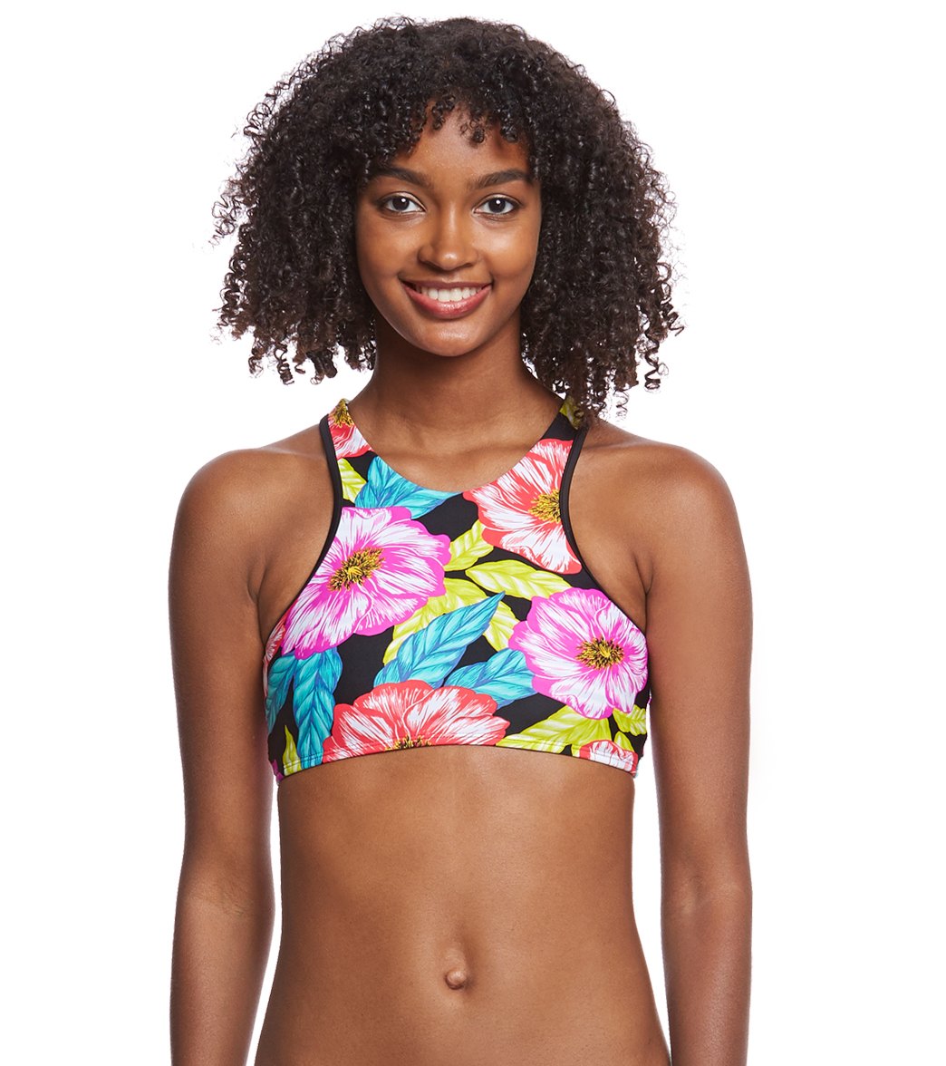 Body Glove Swimwear Sunlight Leelo High Neck Crop Bikini Top - Black Large - Swimoutlet.com