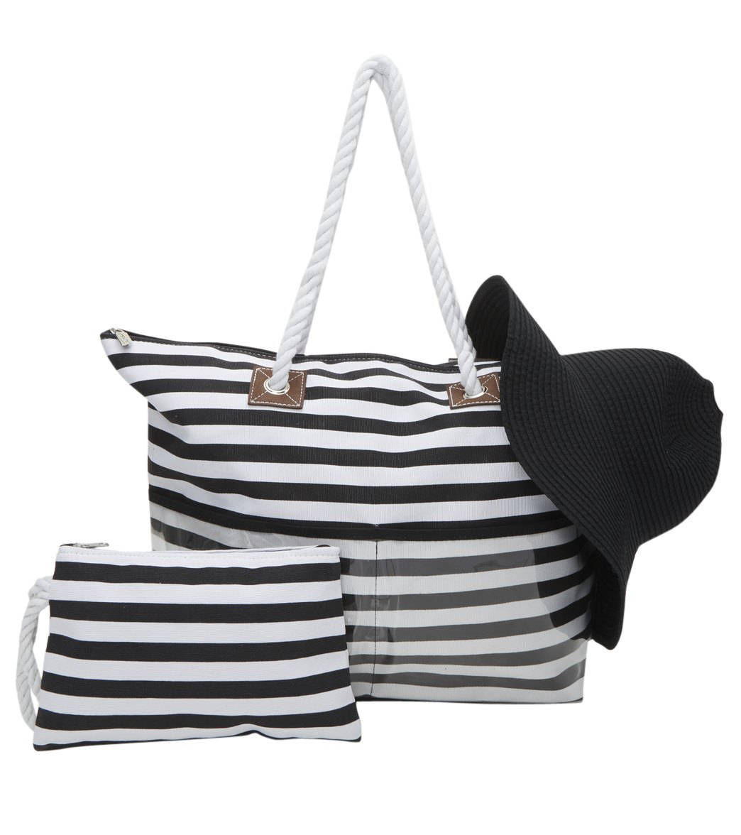 Sun N Sand Tote Hat Cosmetic Bag Beach Combo Set