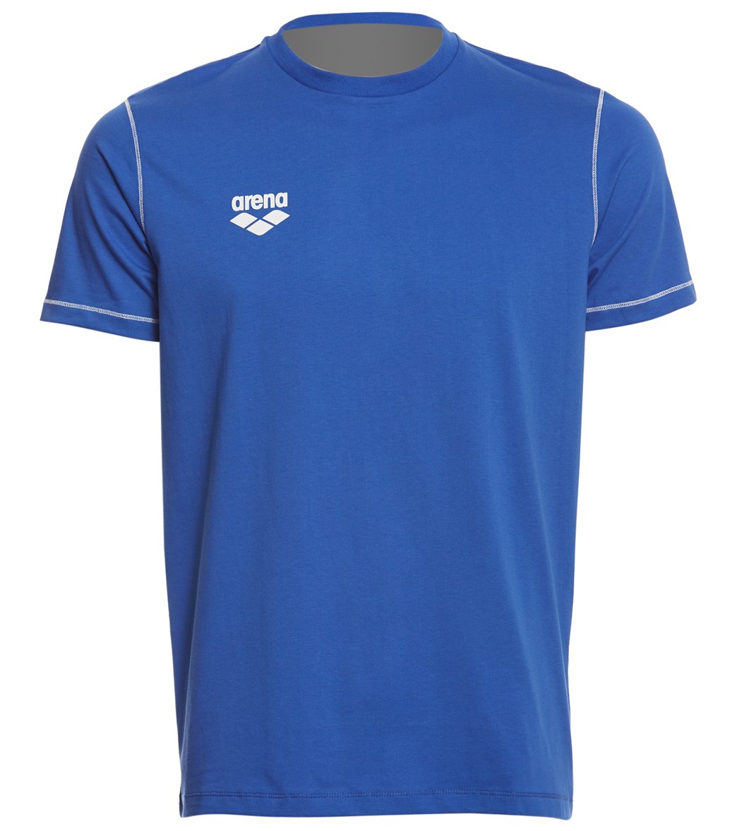 Arena Men's Team Line Crew Neck Short Sleeve T Shirt - Royal Large Cotton - Swimoutlet.com