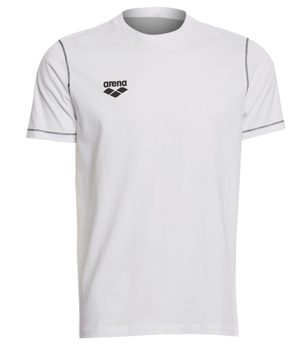 Arena Men's Team Line Crew Neck Short Sleeve T Shirt - White Xl Cotton - Swimoutlet.com