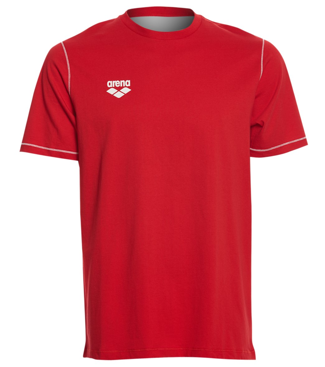 Arena Men's Team Line Crew Neck Short Sleeve T Shirt - Red Xl Cotton - Swimoutlet.com