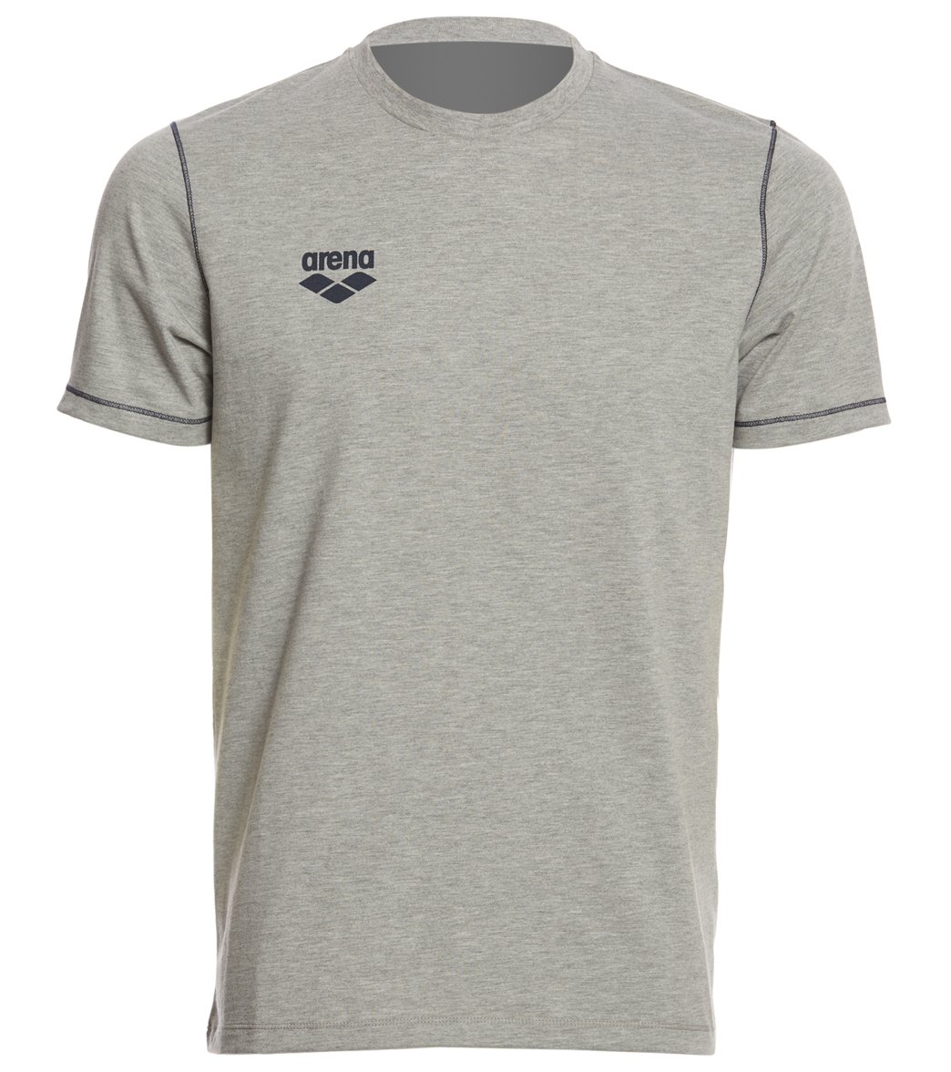 Arena Men's Team Line Crew Neck Short Sleeve T Shirt - Medium Grey Melange Small Cotton - Swimoutlet.com