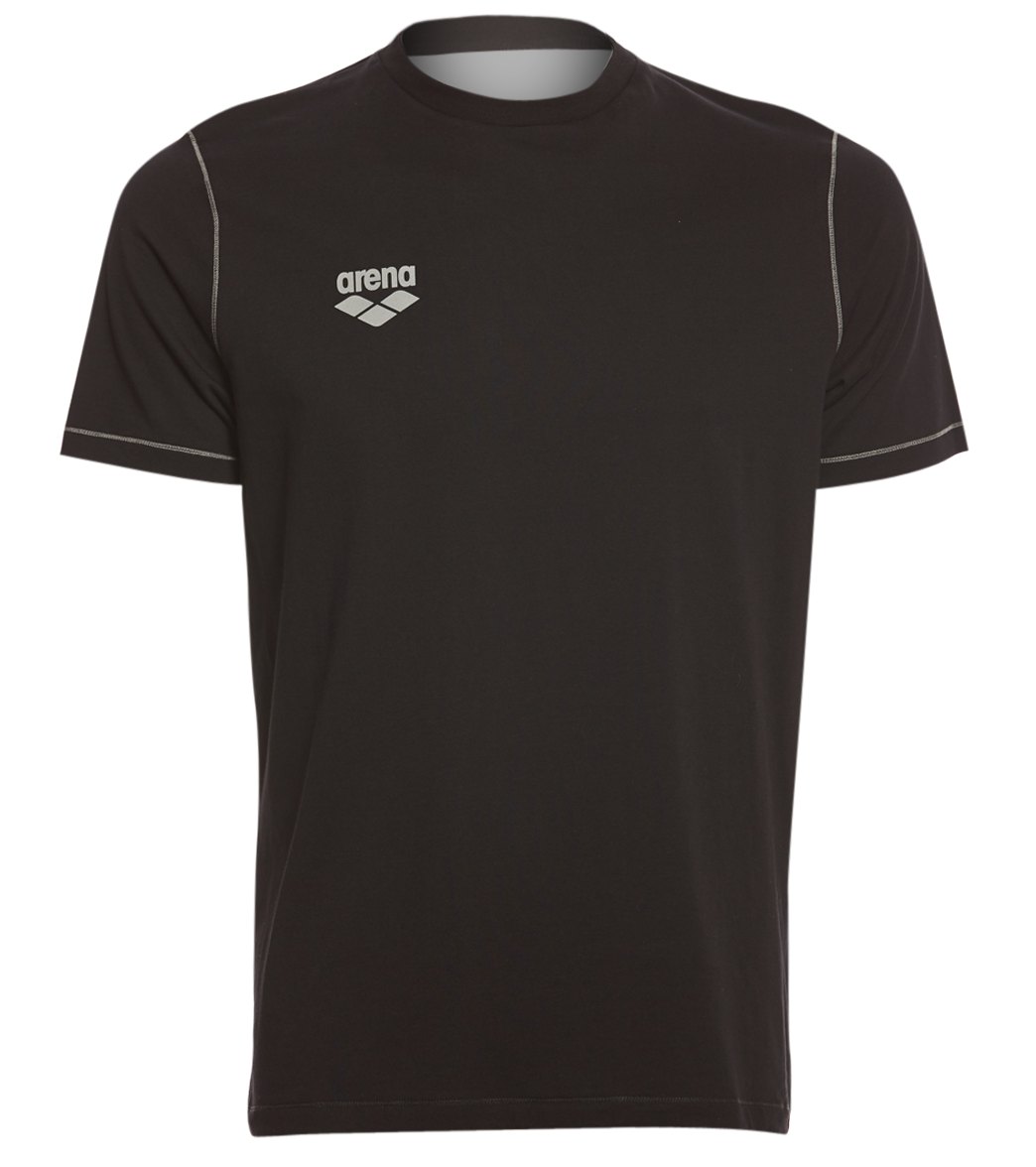 Arena Men's Team Line Crew Neck Short Sleeve T Shirt - Black Xl Cotton - Swimoutlet.com