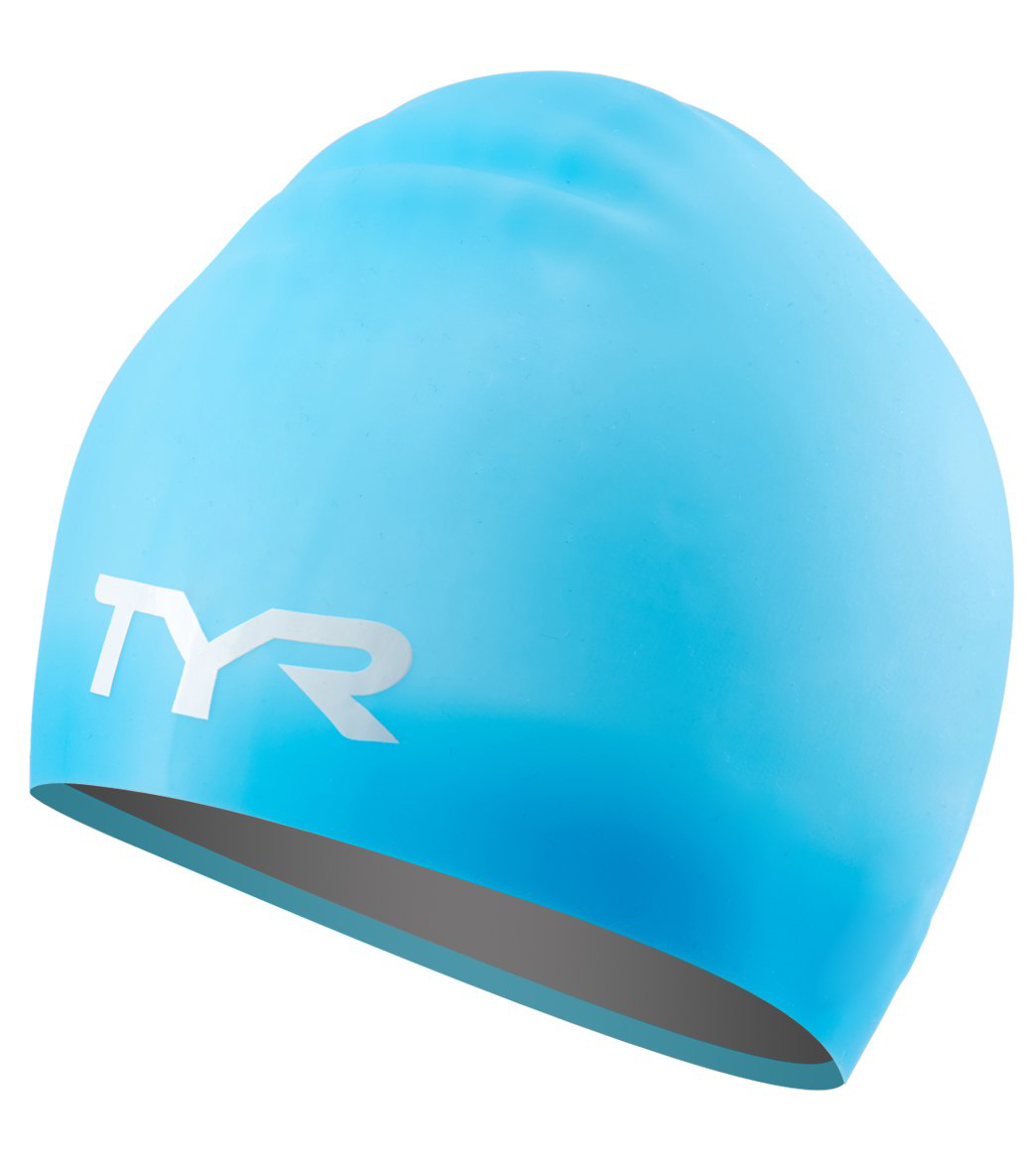 TYR Junior Long Hair Wrinkle Free Silicone Swim Cap at