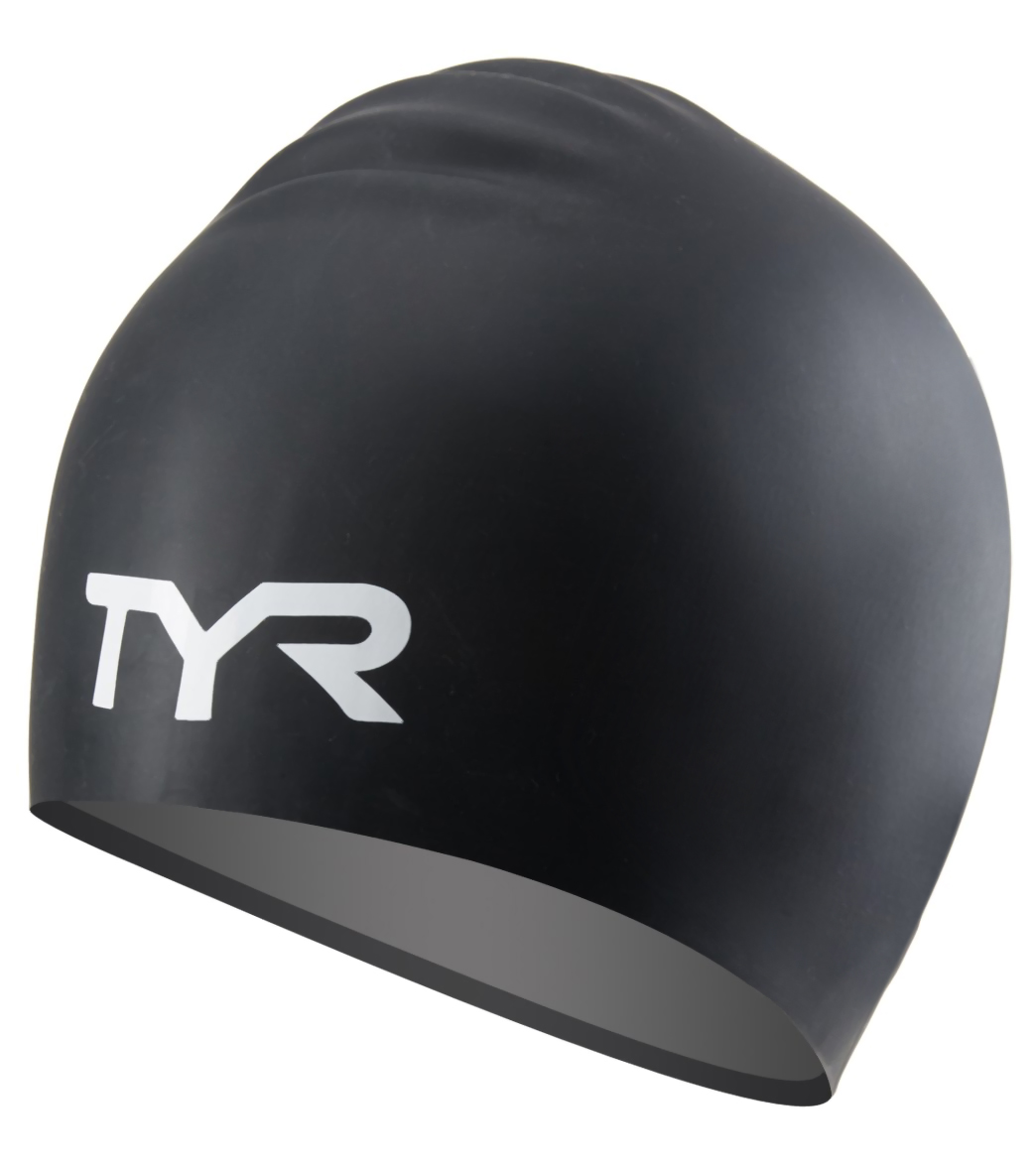 TYR Junior Long Hair Wrinkle Free Silicone Swim Cap at
