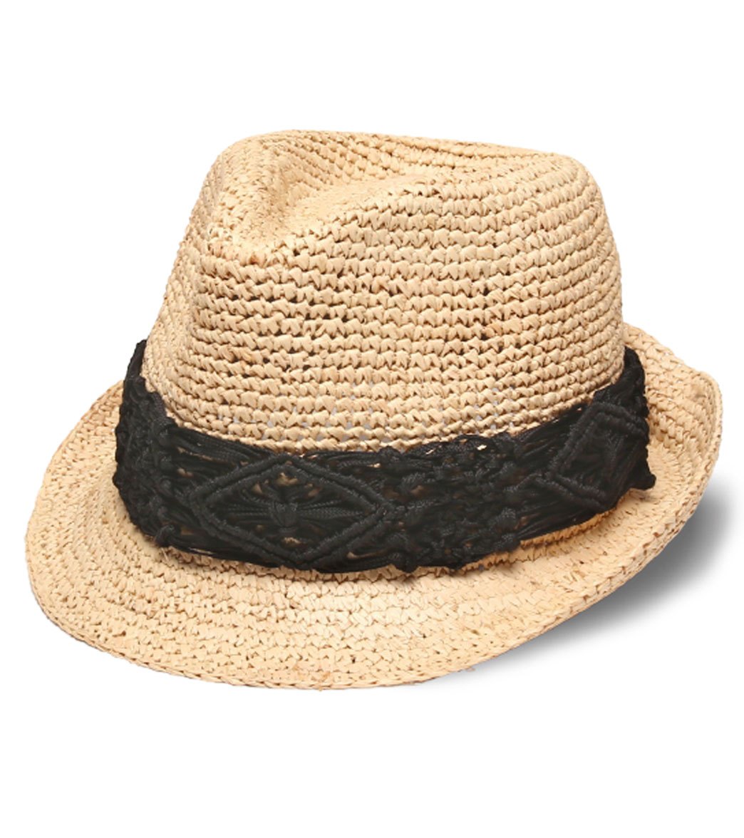 Physician Endorsed Malia Fedora Hat - Black Raffia - Swimoutlet.com
