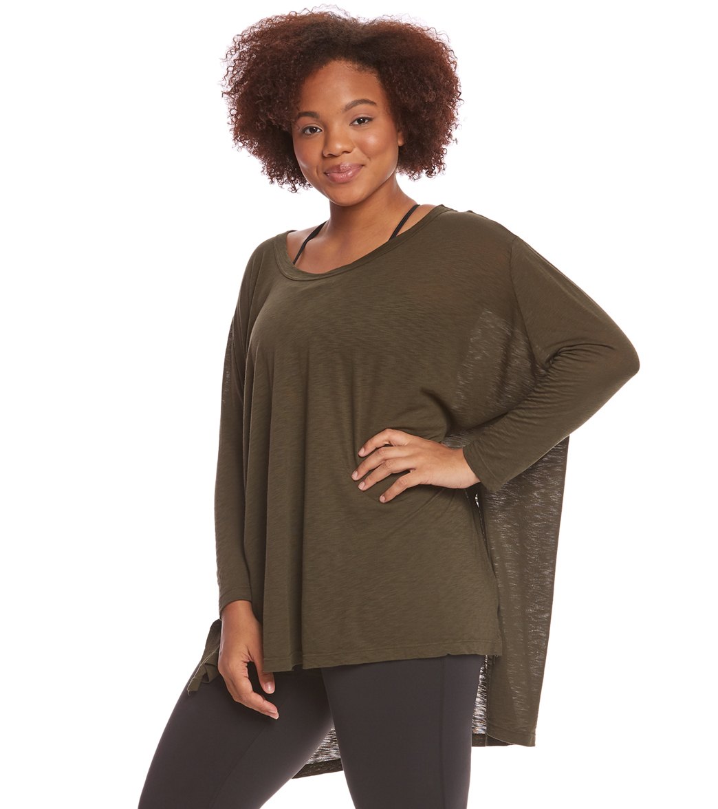 Hard Tail Plus Size Oversized 3 4 Sleeve Raglan Layering Top At Loading Photo