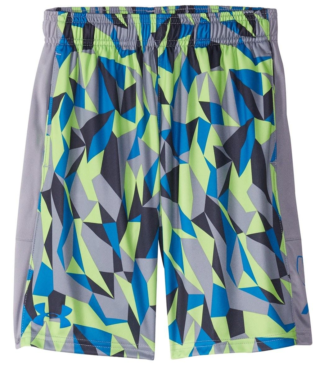 Under Armour Boys' Ua Stunt Printed Short - Quirky Lime-Steel-Cruise Blue X-Small Quirky Lime/Steel/Cruise Blue Polyester - Swimoutlet.com