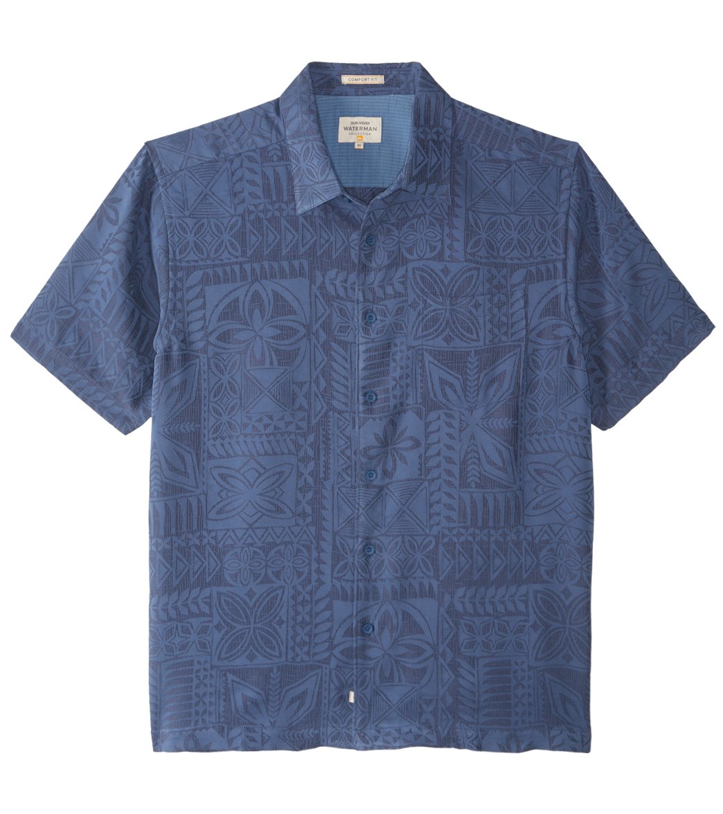 Quiksilver Waterman's Aganoa Bay 4 Short Sleeve Shirt - Scuba Small Polyester - Swimoutlet.com