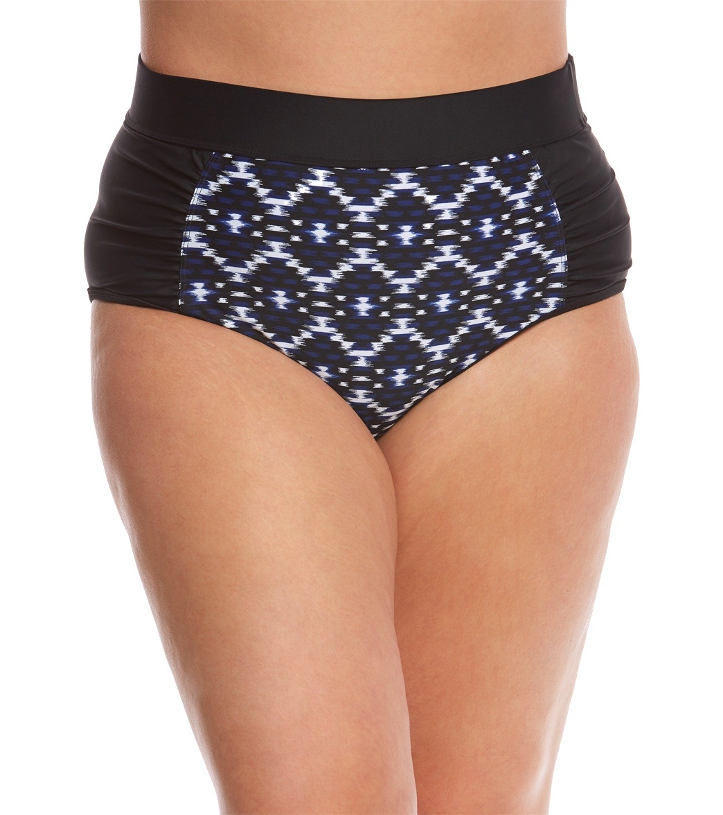 Skye Plus Size Vestige Waverly High Waist Bikini Bottom - Black 0X - Swimoutlet.com