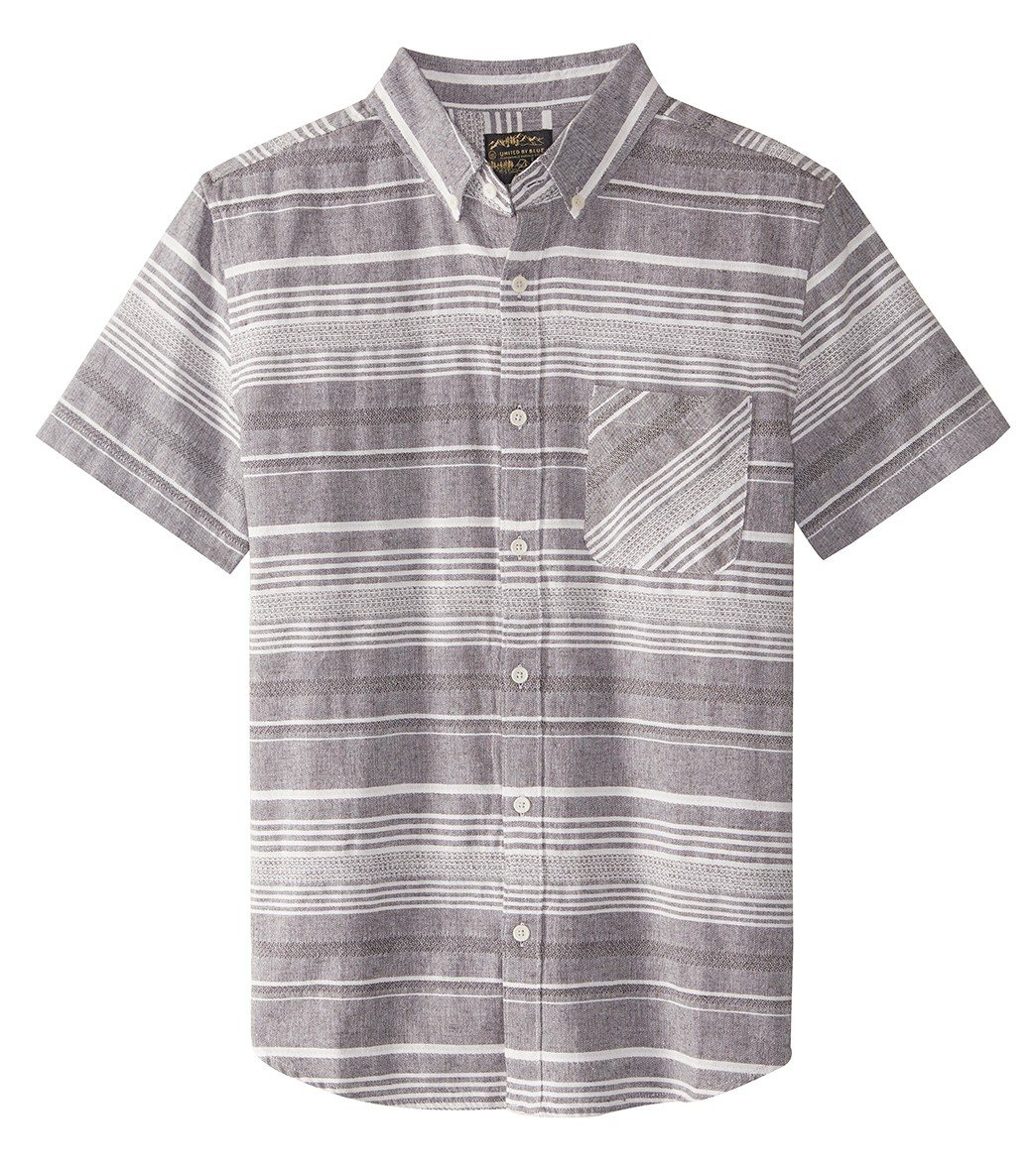 United By Blue Men's Ridgerunner Stripe Short Sleeve Shirt - Grey Small Cotton/Linen - Swimoutlet.com
