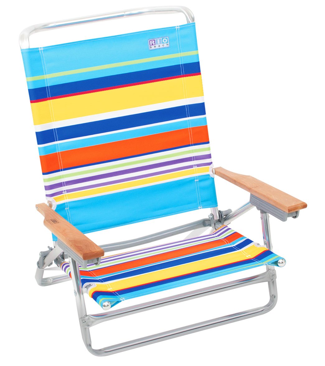 Rio Brands Palm Islands Bright Stripe Classic 5 Position Lay Flat Aluminum Beach Chair