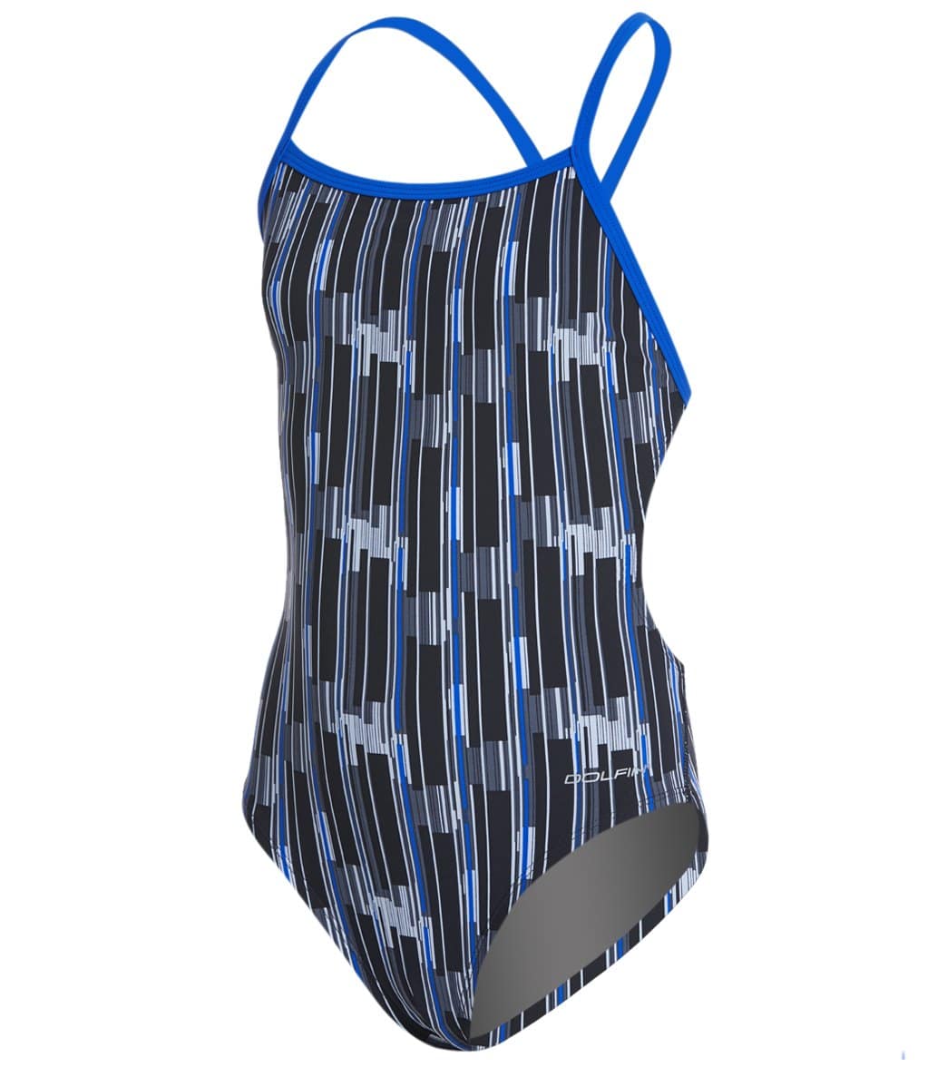 Dolfin Graphlite Girls' Infiniti Mt Back One Piece Swimsuit - Blue 24 Nylon/Xtra/Life/Lycra® - Swimoutlet.com