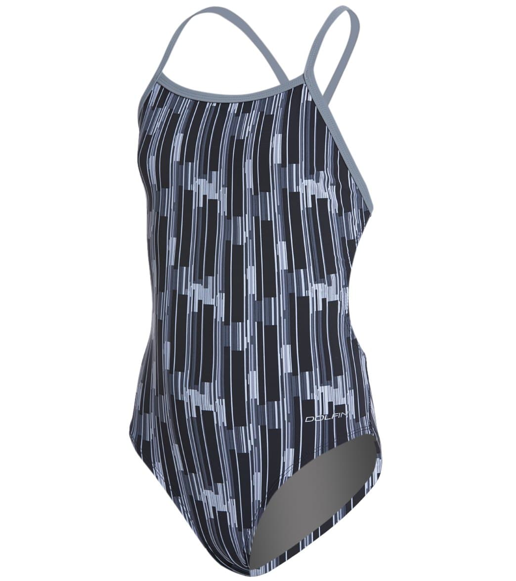 Dolfin Graphlite Girls' Infiniti Mt Back One Piece Swimsuit - Steel 22 Nylon/Xtra/Life/Lycra® - Swimoutlet.com