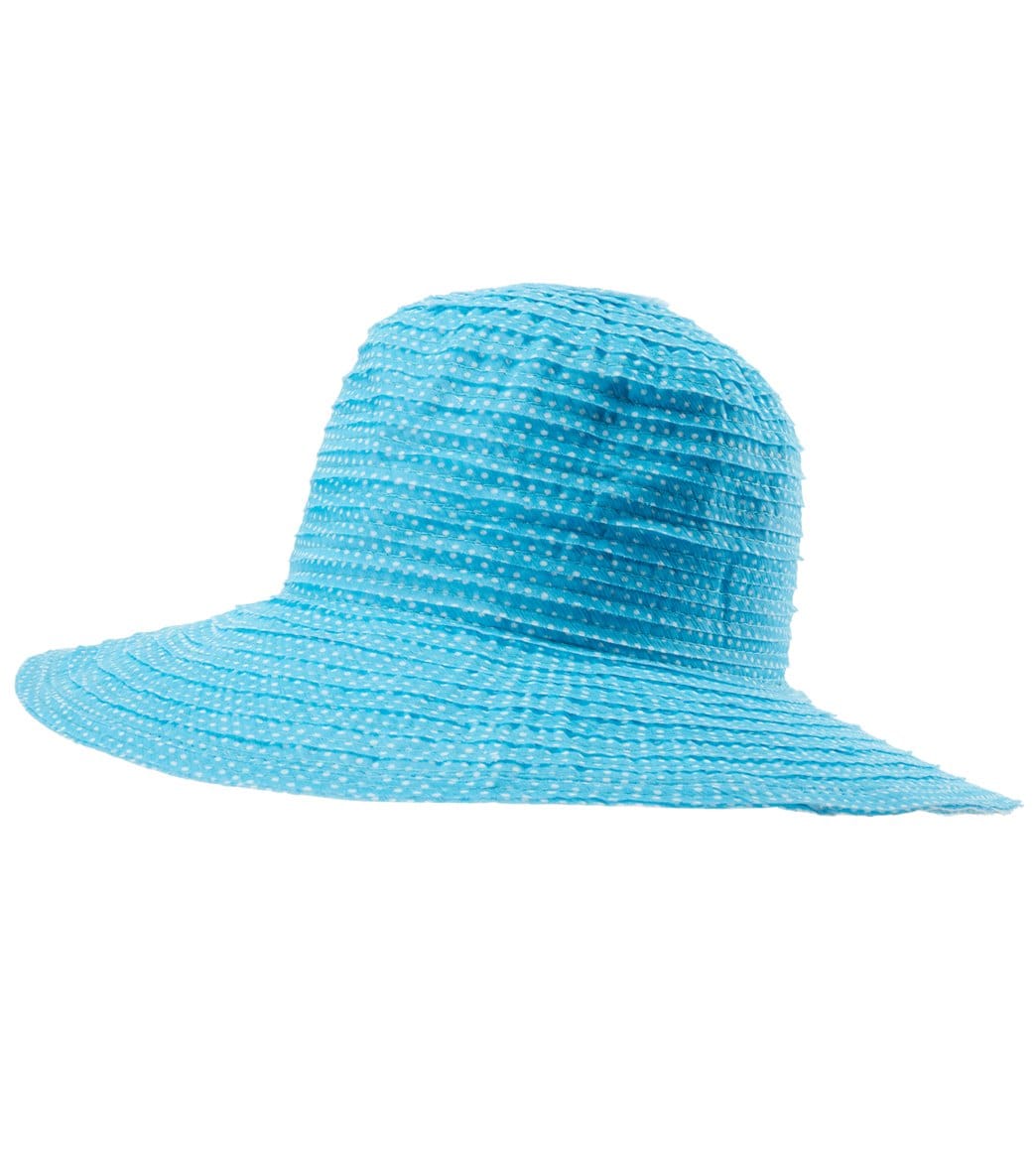 Wallaroo Girl's Petite Scrunchie Hat 5-12 Years - Turquoise/White Polyester - Swimoutlet.com