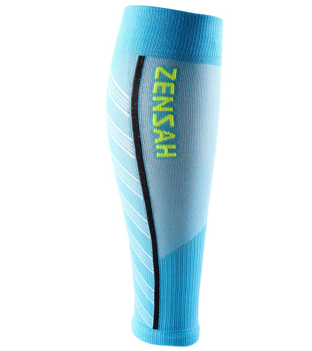 Zensah Featherweight Compression Leg Sleeves - Turquoise Large Elastane/Nylon/Polyamide - Swimoutlet.com