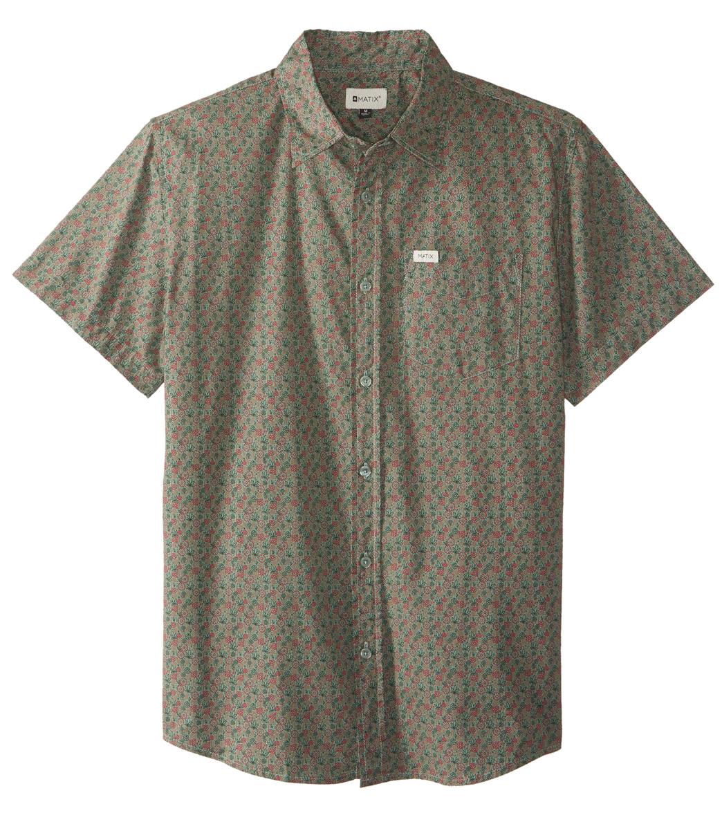 Matix Men's Lei Floral Short Sleeve Shirt - Military Small Cotton - Swimoutlet.com
