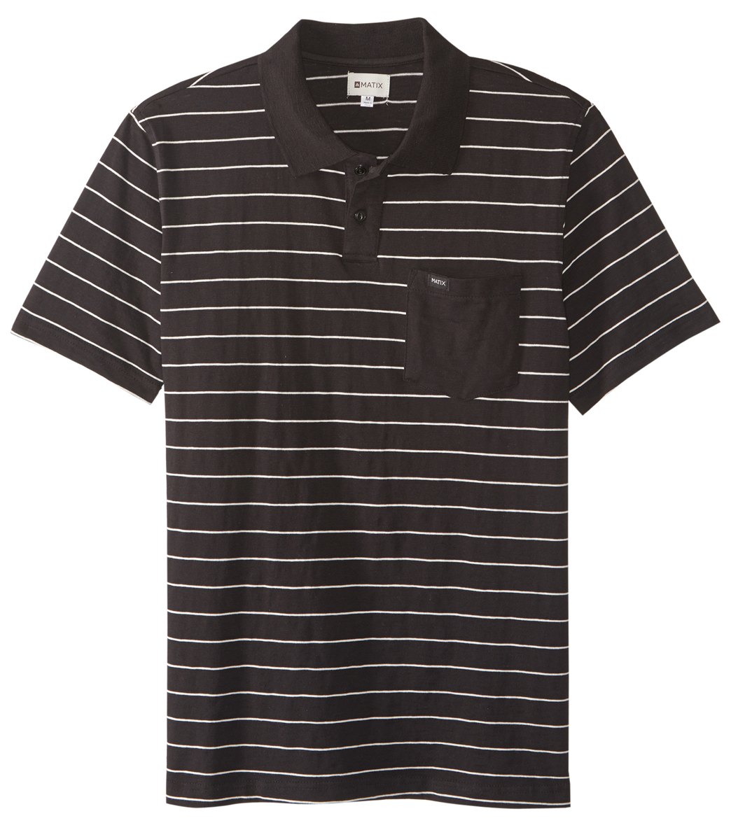 Matix Men's Easton Stripe Polo Shirt - Black Small Cotton - Swimoutlet.com