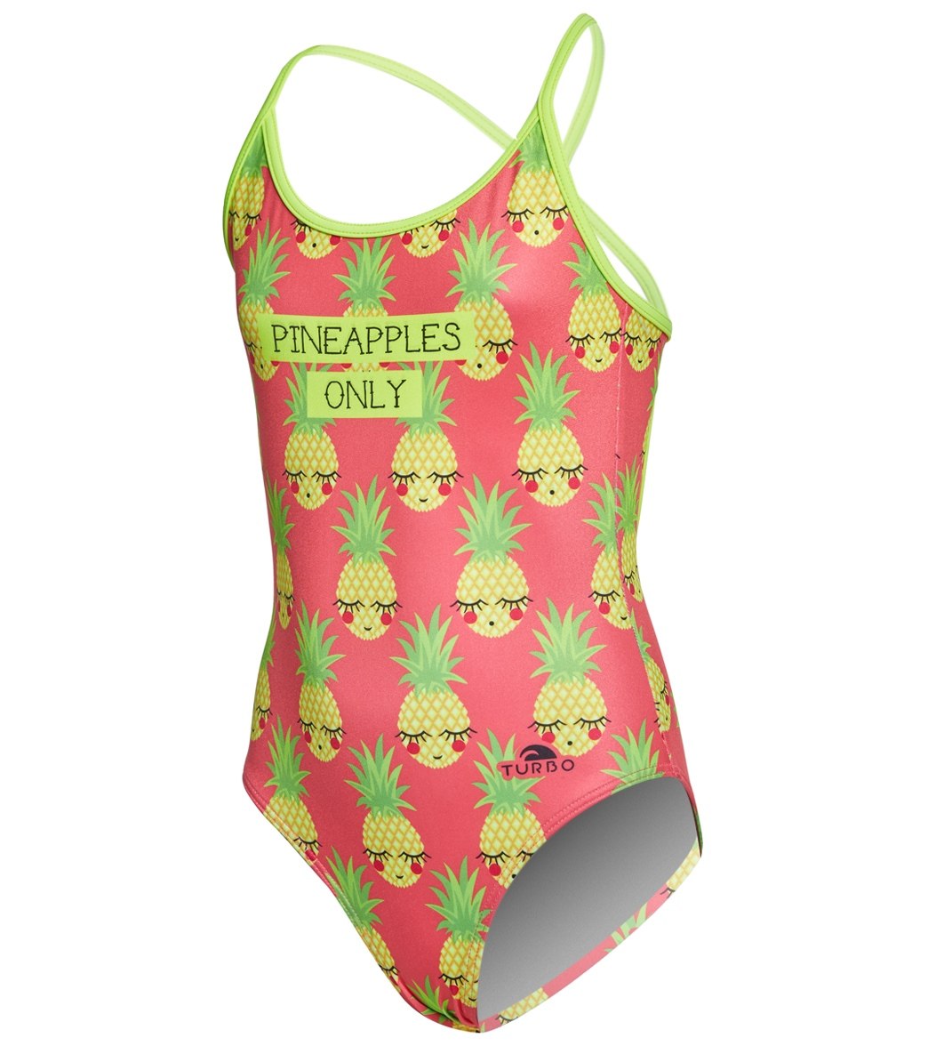 Turbo Girls' Pineapples Only One Piece Swimsuit - Fuchsia 12 Months Polyester/Pbt - Swimoutlet.com