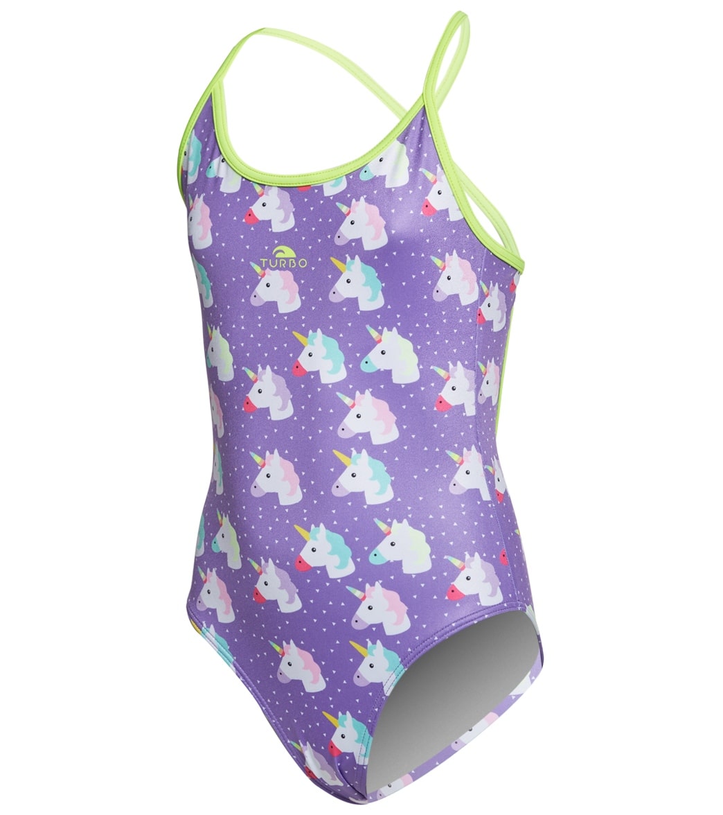 Turbo Girls' Unicorn One Piece Swimsuit - Purple 12 Months Polyester/Pbt - Swimoutlet.com