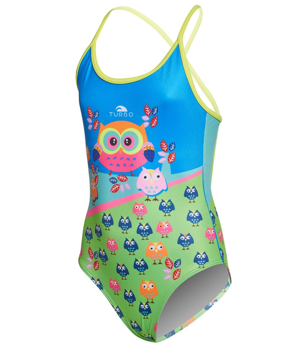 Turbo Girls' Owls One Piece Swimsuit - Multi 12 Months Polyester/Pbt - Swimoutlet.com