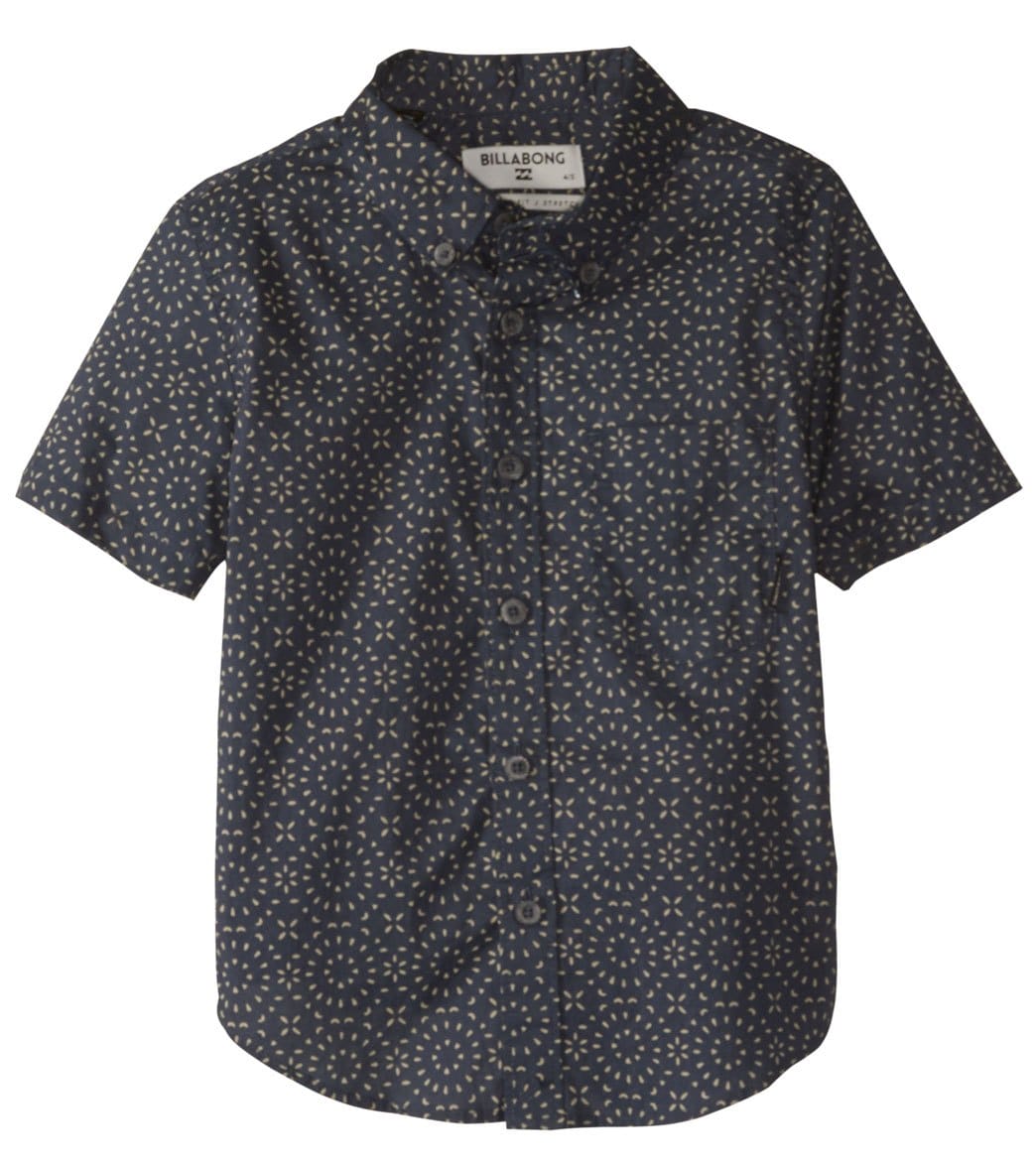 Billabong Boys' Sundays Mini Short Sleeve Shirt Woven Top 2T-7 - Dark Slate 2T Cotton - Swimoutlet.com
