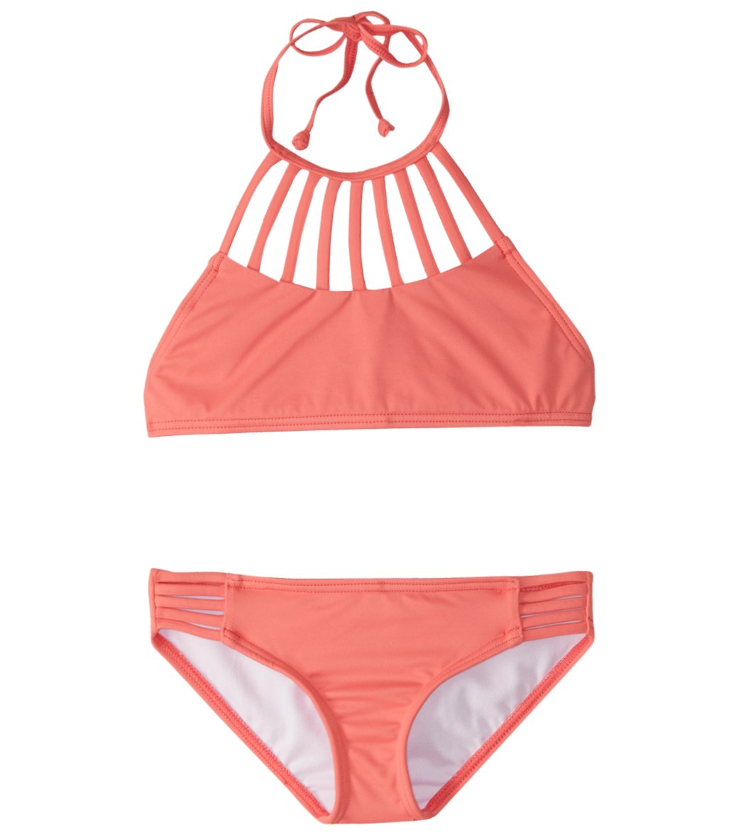 Billabong Girls' Sol Searcher High Neck Bikini Set 4-14 - Paradise Pink 4 - Swimoutlet.com