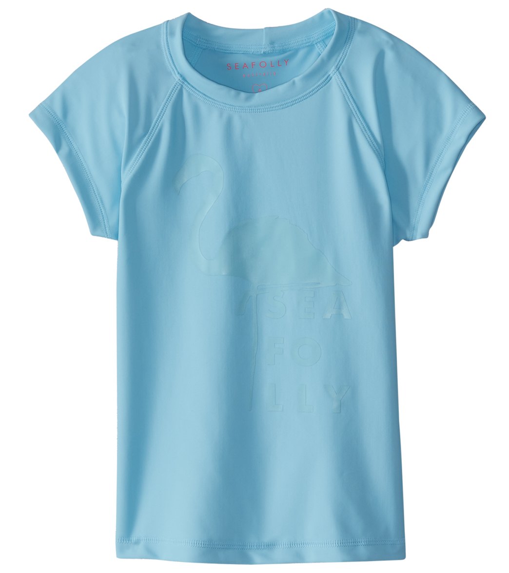 Seafolly Girls' Summer Essentials Short Sleeve Shirt Rashguard Big Kid - Aqua Sky 6 - Swimoutlet.com