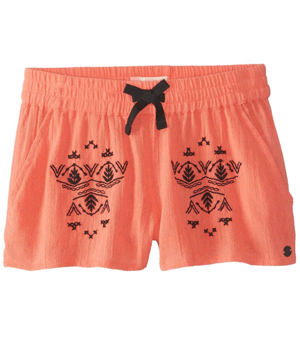 Roxy Girls' Enchanted Melody Solid Short 8-16 - Spiced Coral Small 8 Cotton - Swimoutlet.com