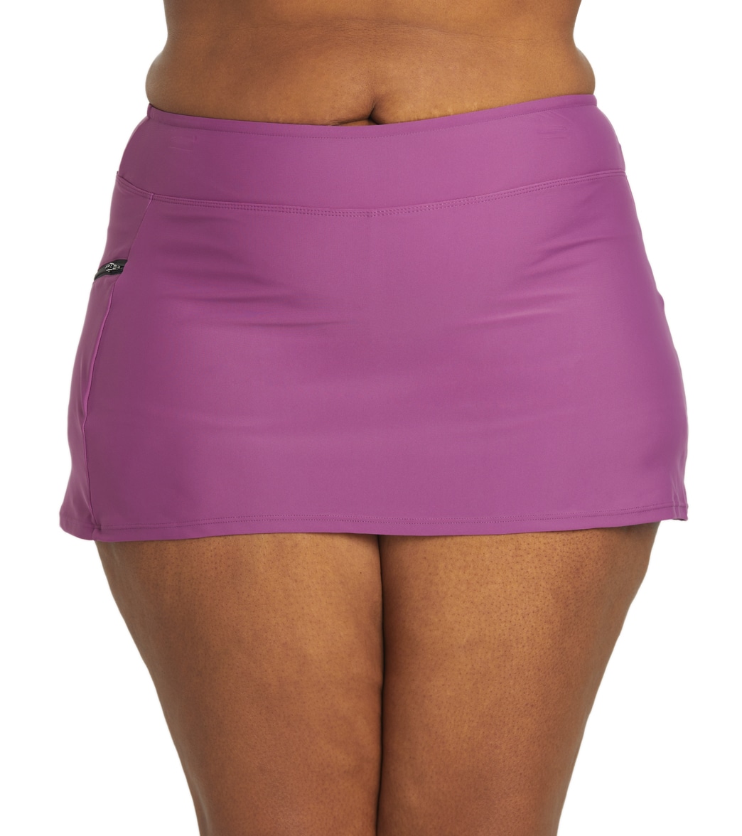 Sporti Plus Size Active Solid Swim Skirt - Amethyst 18W Lycra®/Nylon/Xtra/Life/Polyester - Swimoutlet.com