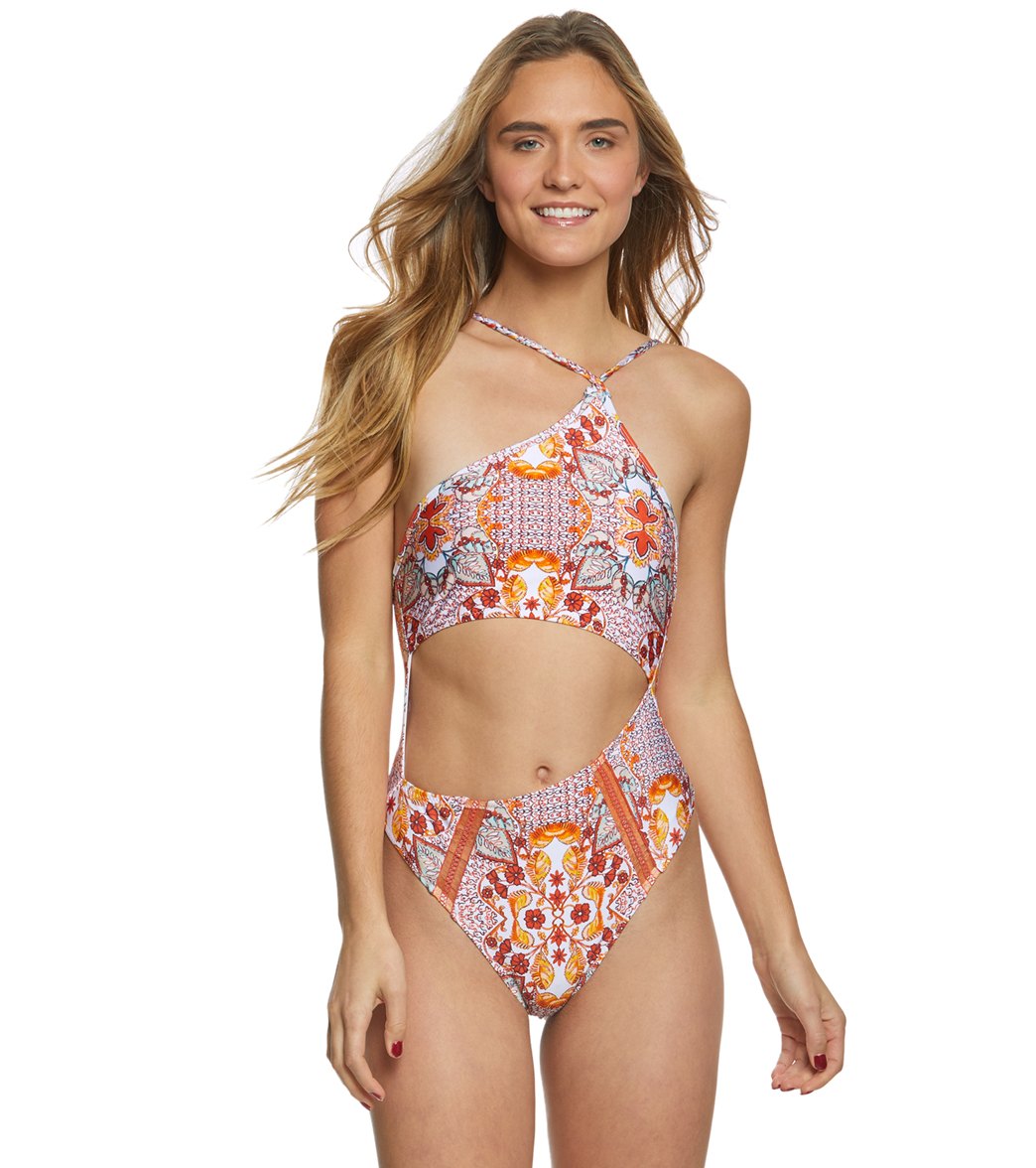 Somedays Lovin Sun Drenched Asymmetrical One Piece Swimsuit - Multi Large Elastane/Polyamide - Swimoutlet.com