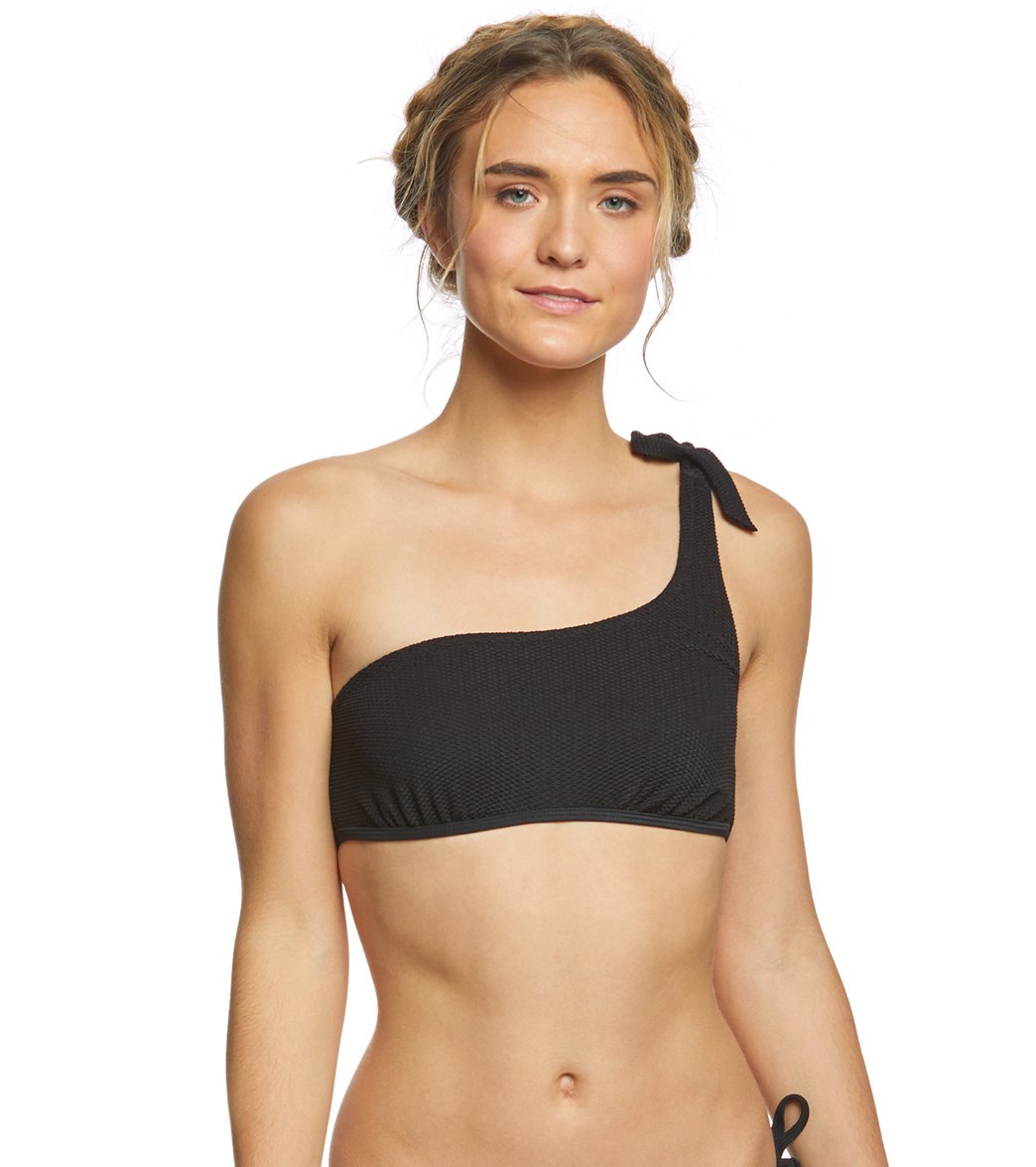 Somedays Lovin Ashed Trail Asymmetrical Bikini Top - Black Large Elastane/Polyamide - Swimoutlet.com