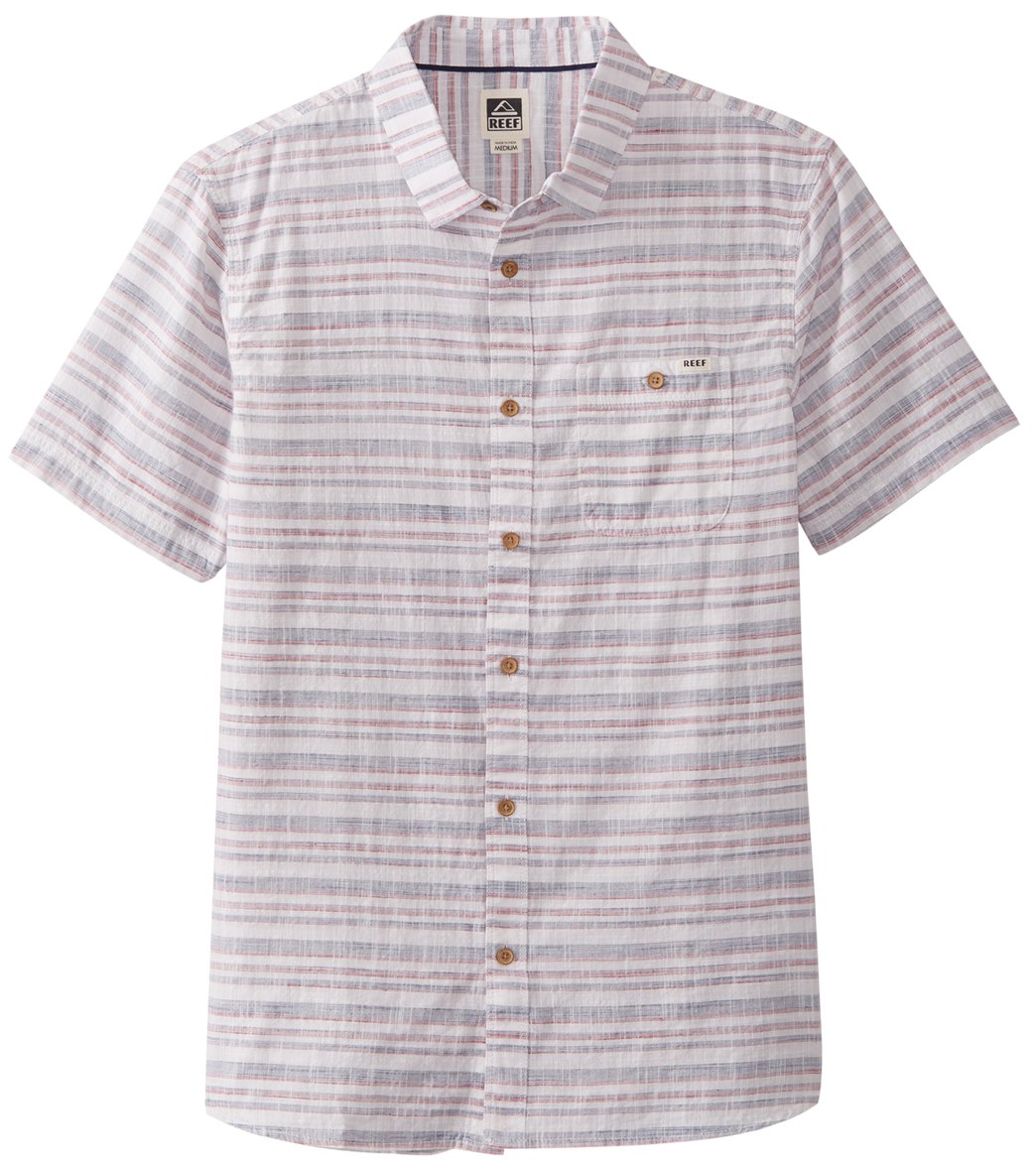Reef Men's Horizon Short Sleeve Shirt - Natural Small Cotton - Swimoutlet.com