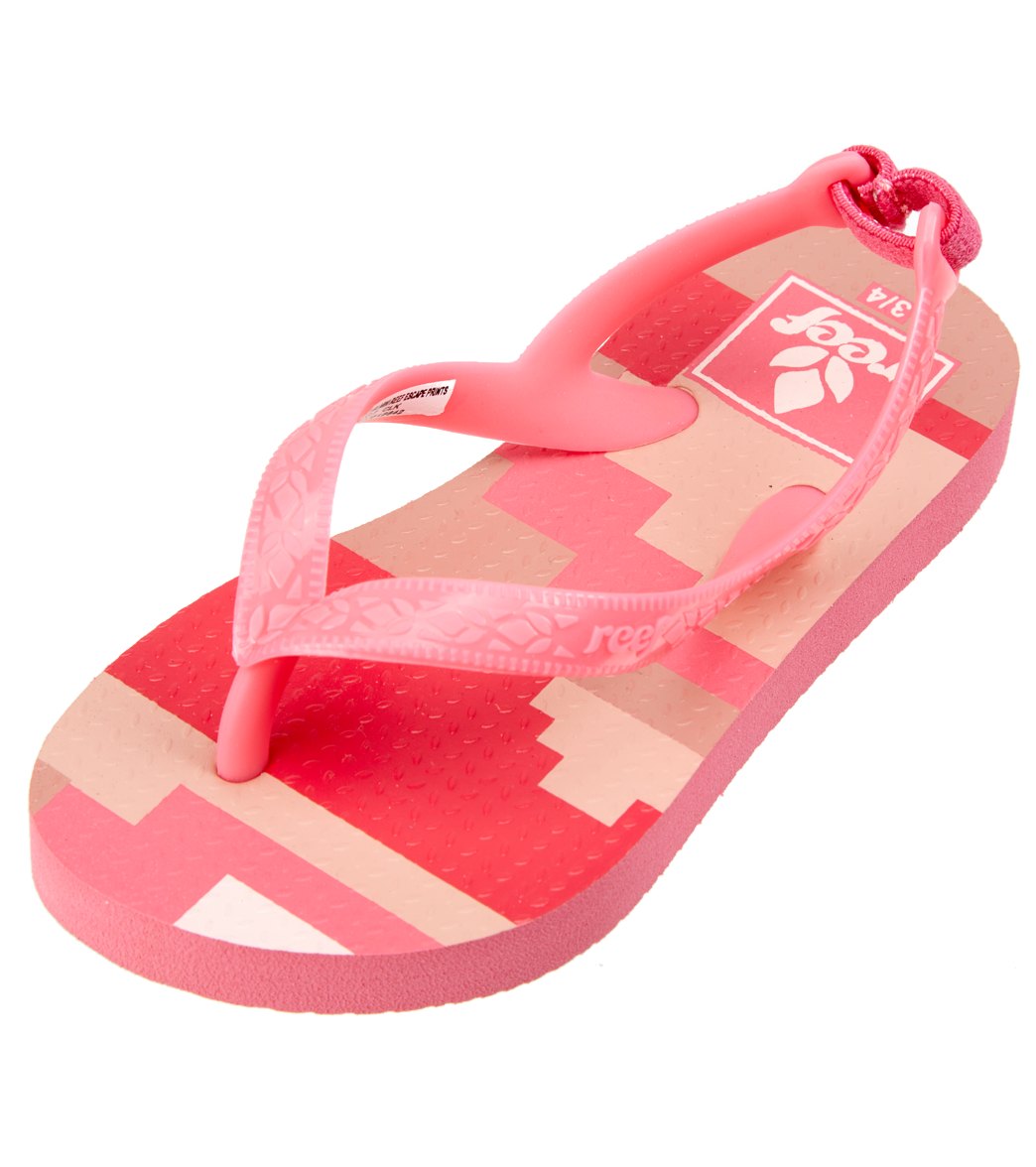 Reef Girls' Mini Escape Printed Flip Flop - Pink Native 3/4 - Swimoutlet.com