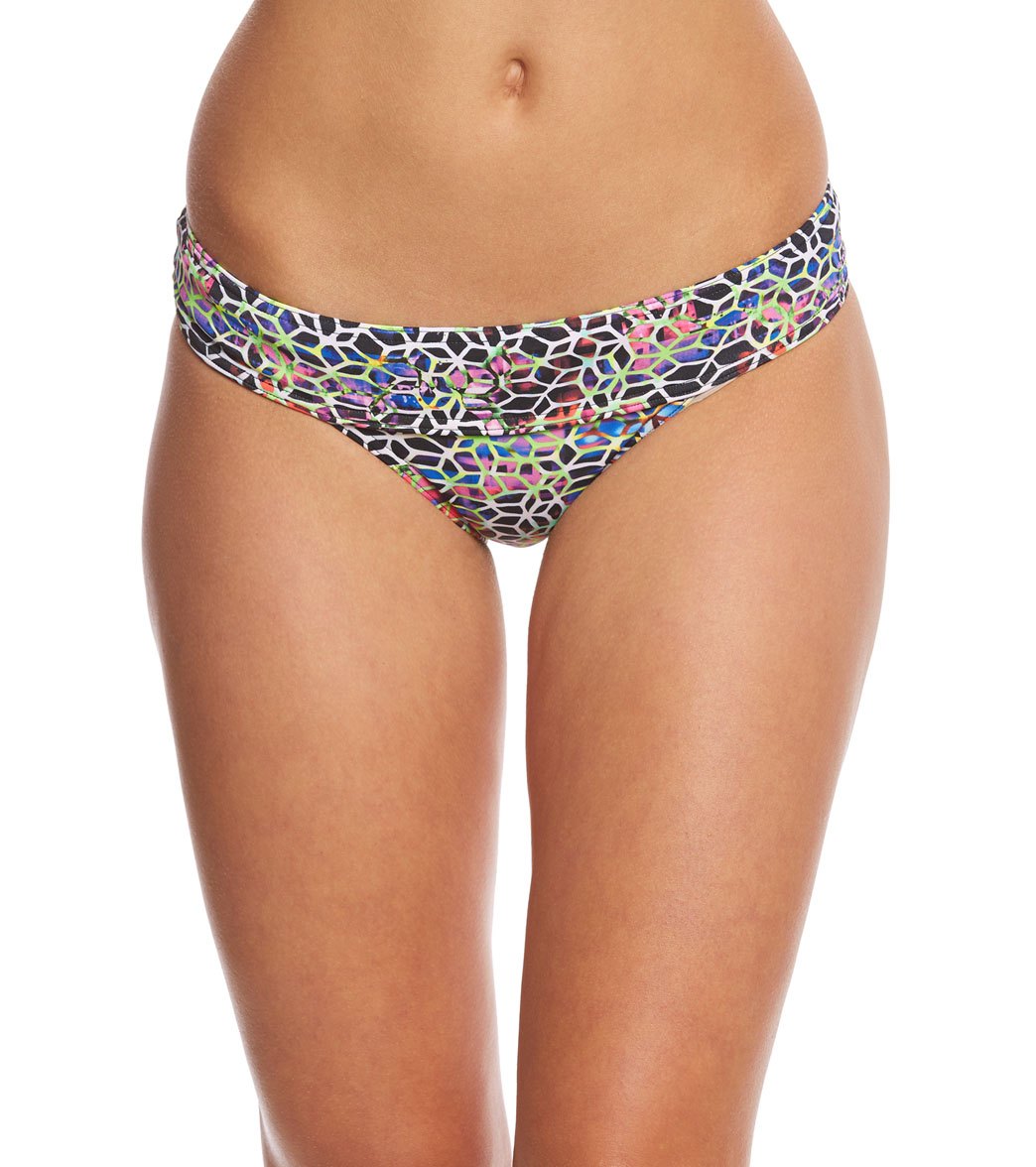 Arena Women's Rulebreaker Desire Bikini Bottom - Black Multi/Yellow Star Xs Size X-Small Polyester - Swimoutlet.com