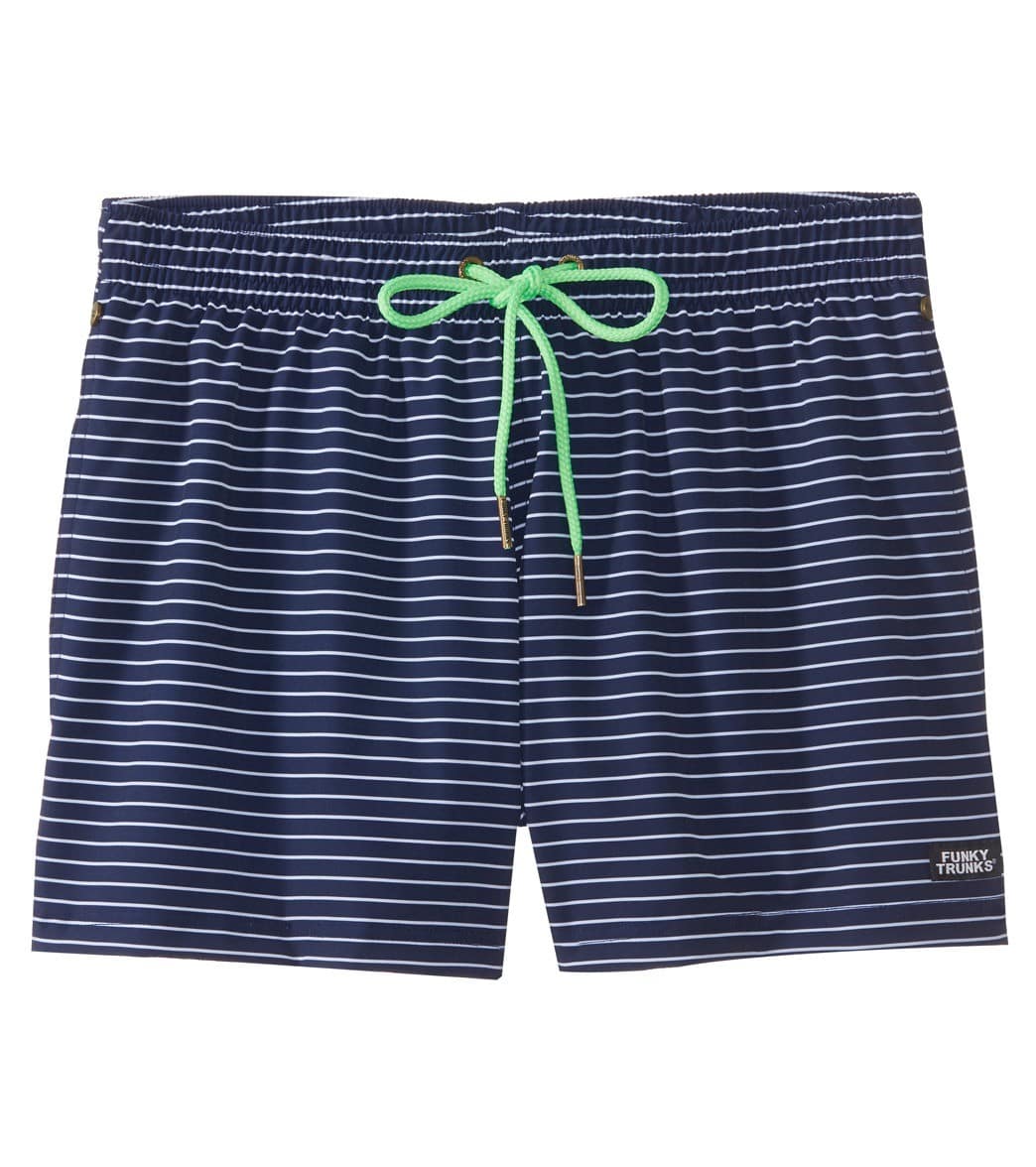 Funky Trunks Men's White Stripes Swim Trunk at Free