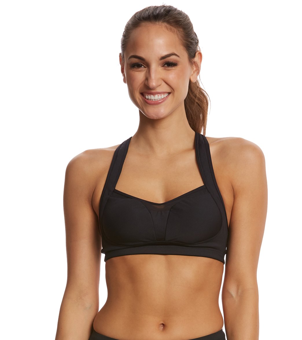 TYR Solid Lily Bikini Top - Black Small Polyester/Spandex - Swimoutlet.com