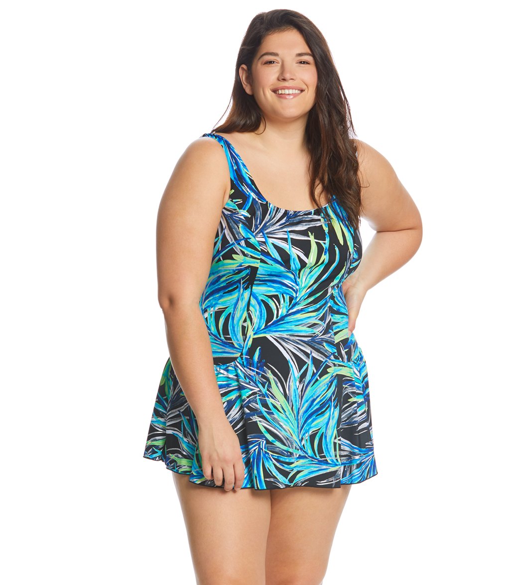 Maxine Plus Size Jungle Night Swimdress At Swimoutlet.com - Free Shipping