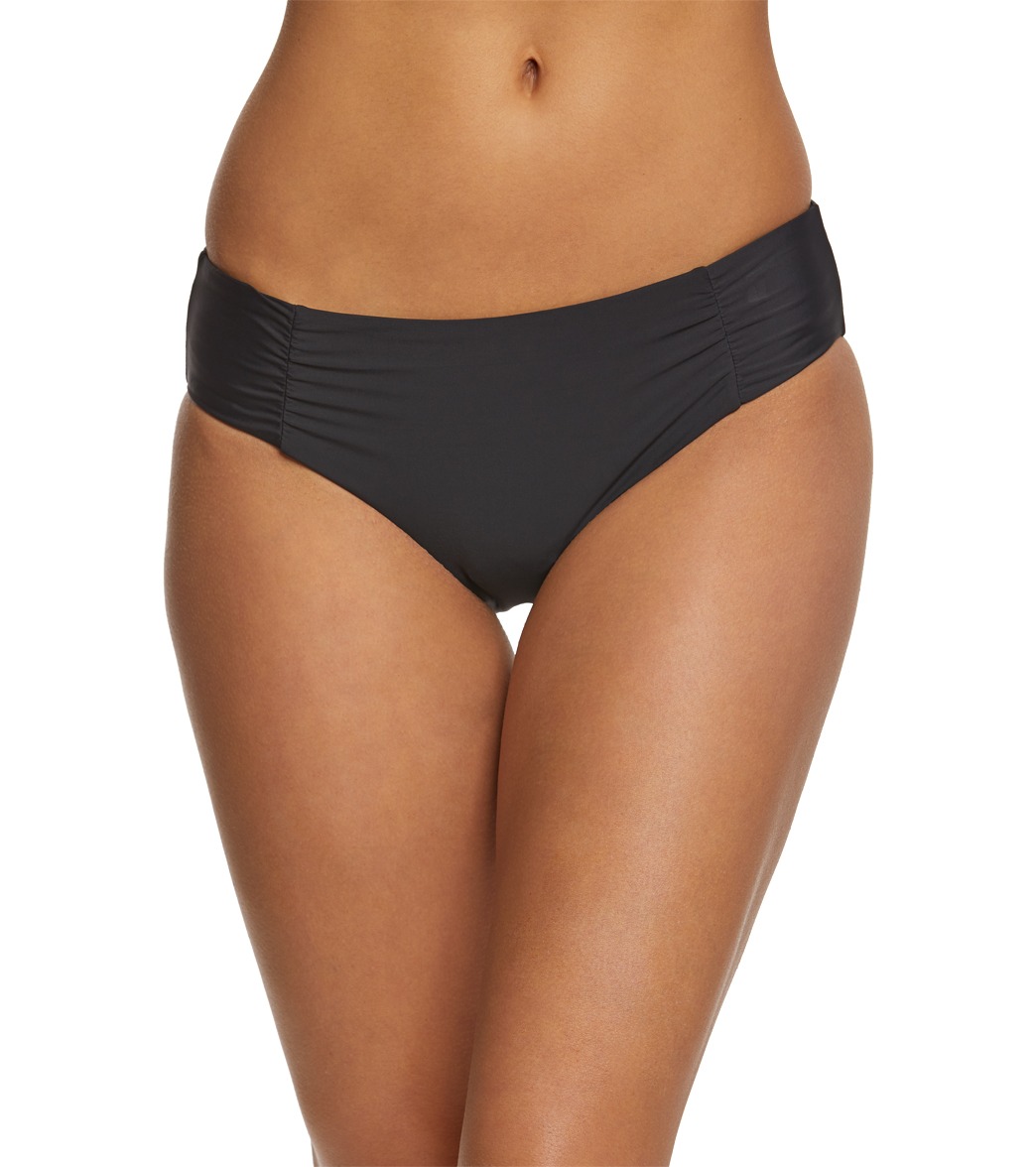 Athena Shirred Side Bikini Bottom - Black 16 Elastane/Polyamide - Swimoutlet.com