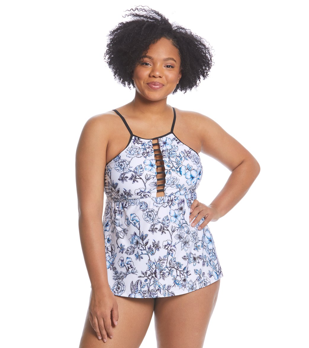 Athena Plus Size Garden Party Fly-Away Tankini Top at SwimOutlet.com ...