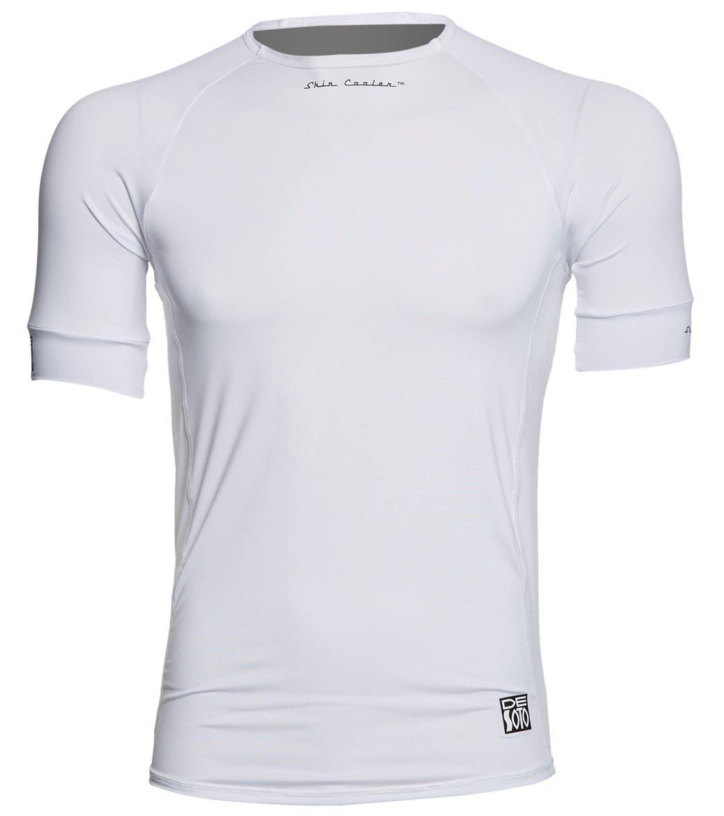 Desoto Men's Skin Cooler Short Sleeve Top Shirt - White Small - Swimoutlet.com