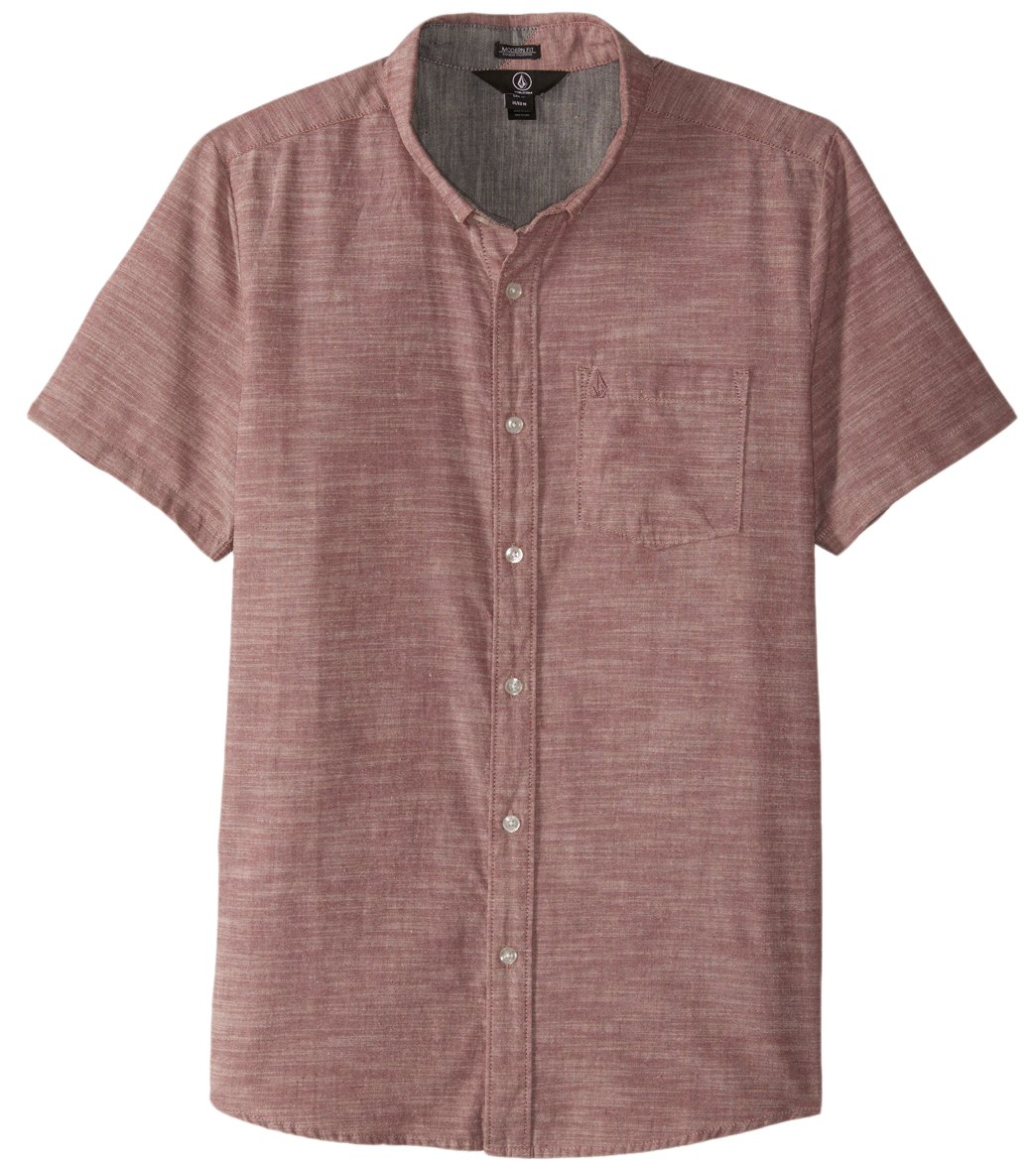 Volcom Men's Everett Oxford Short Sleeve Shirt - Cabernet Small Cotton/Polyester - Swimoutlet.com