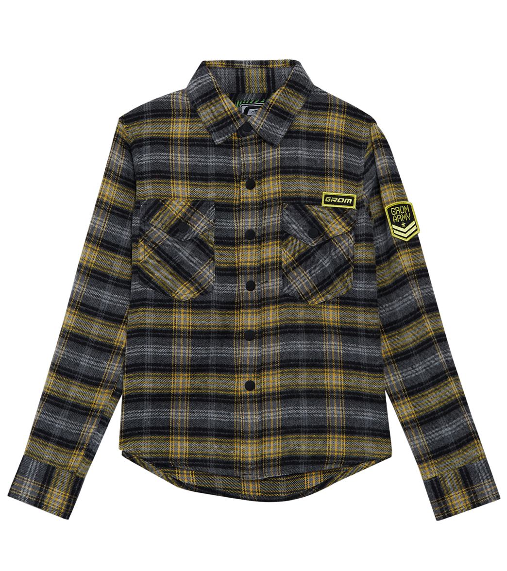 Grom Boys' Major Flannel Long Sleeve Shirt Big Kid - Gold Large 10-12 Cotton - Swimoutlet.com