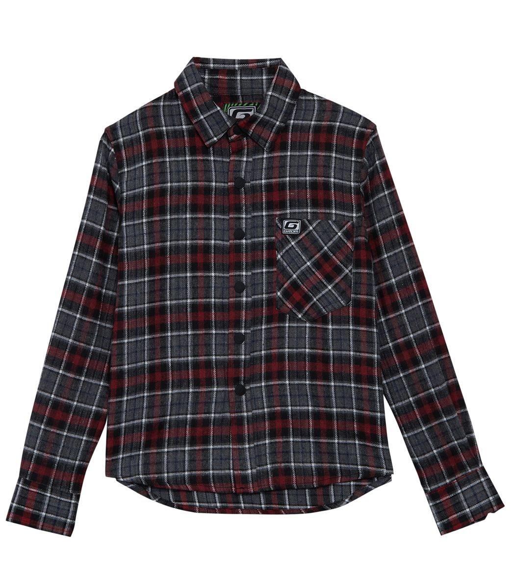 Grom Boys' Major Flannel Long Sleeve Shirt Big Kid - Red X-Small 5-6 Cotton - Swimoutlet.com