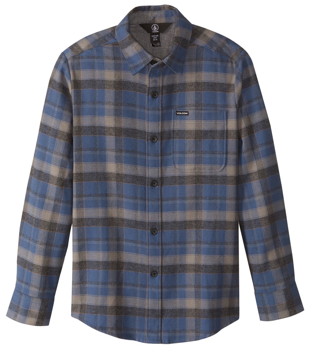 Volcom Boys' Caden Long Sleeve Flannel Shirt Toddler - Smokey Blue 5 Cotton - Swimoutlet.com