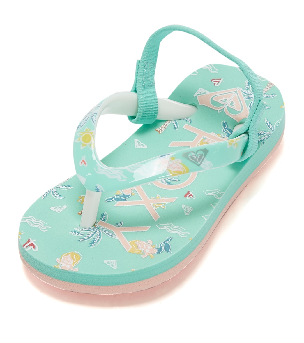 Roxy Girls' Pebbles Vi Sandals - Aquamarine 5 Medium Size - Swimoutlet.com