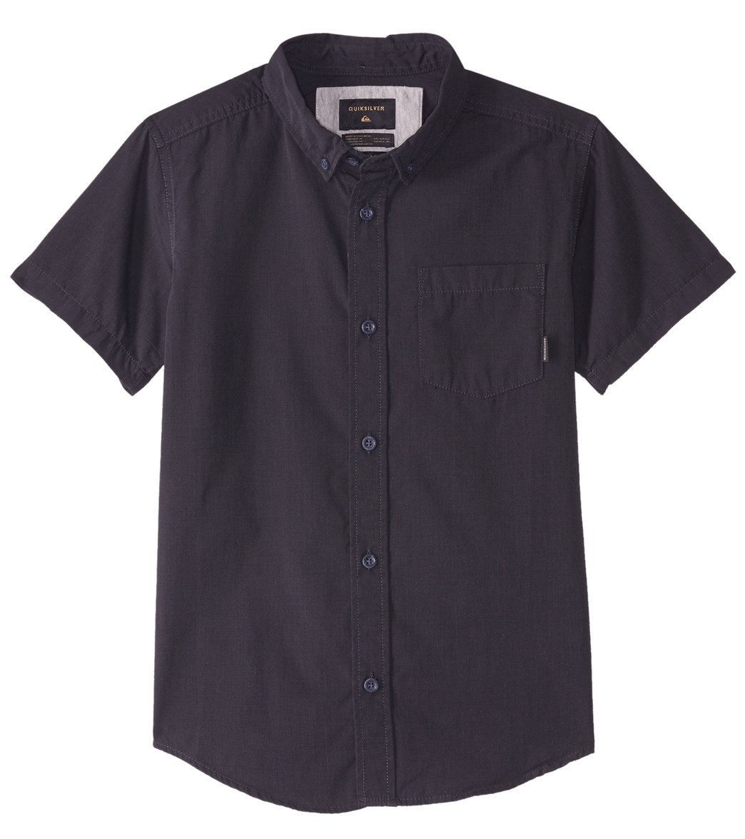 Quiksilver Boys' Everyday Wilsden Short Sleeve Woven Shirt Big Kid - Tarmac Small Cotton/Polyester - Swimoutlet.com